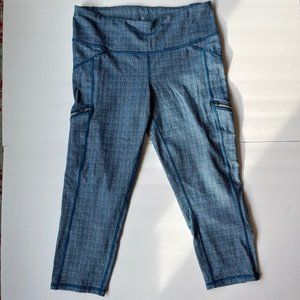 Athleta Textured Cropped Zippered Leggings Blue Girl's Size Large
